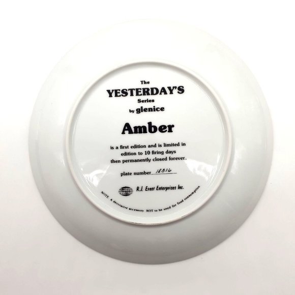 Yesterdays Series By Glenice "Amber" #1 RJ Ernst Enterprises Collector Plate - Picture 8 of 8